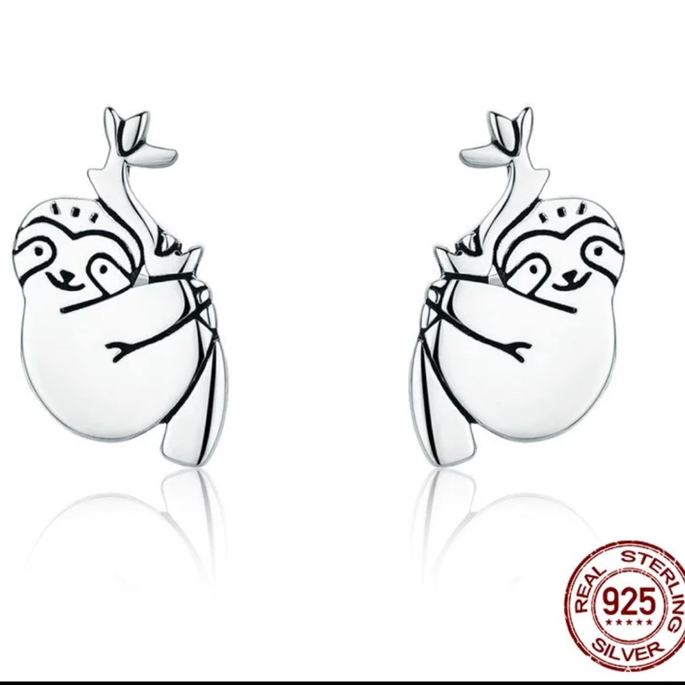 5โญ๏ธ Best-Seller! Sterling Silver Sloth Earrings ๐ - Picture 1 of 4